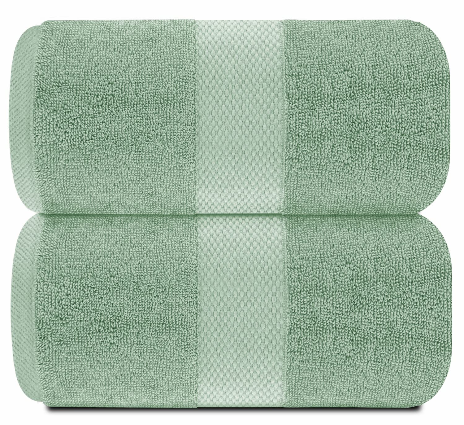 White Classic Luxury Bath Sheet Towels Extra Large | Highly Absorbent Hotel spa Collection Bathroom Towel | 35x70 Inch | 2 Pack (Green)